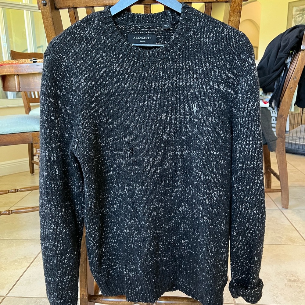 All Saints Knit Sweater Crew Pullover Top Thick